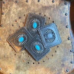 Turquoise and Silver Concho Belt Buckles